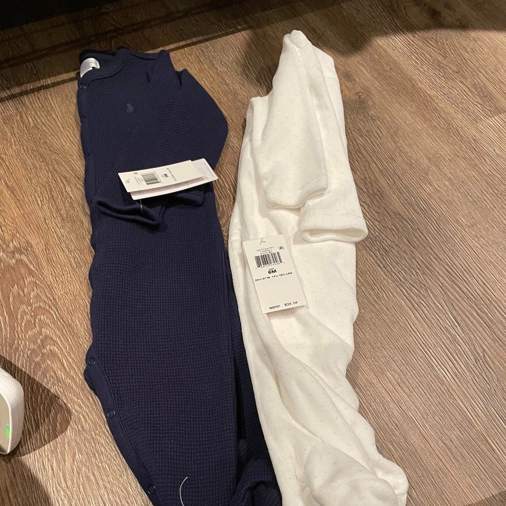 Ralph Lauren bundle footie pajamas size 9m and 6m NEW
